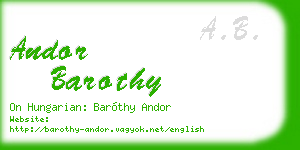 andor barothy business card